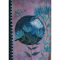 Blue flowers, fantastical nocturnal plant painting