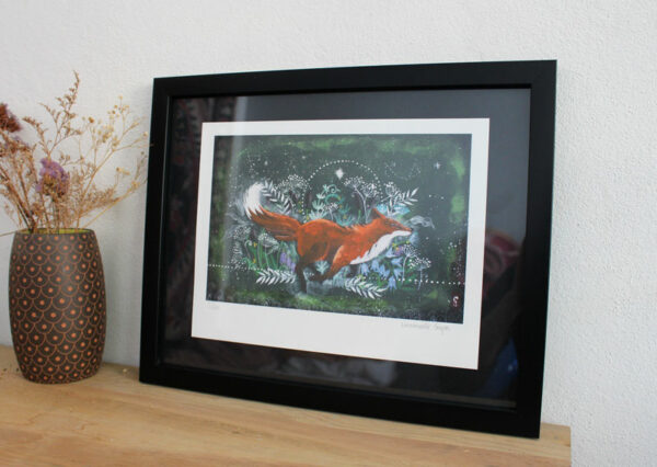 Free, painting fox running in the countryside