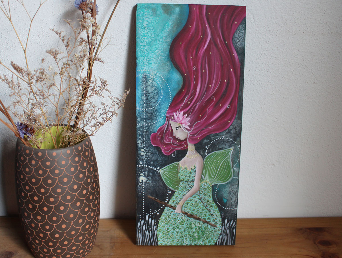 You are a melody, musician mermaid painting